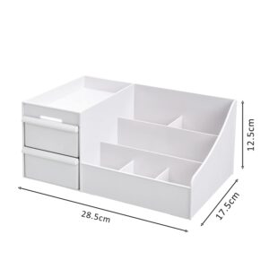 ALOXE Cosmetic Organizer Box Drawers Storage Plastic Stationary Box | Make Up Organiser for Women White - Image 2