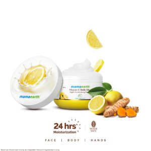 Mamaearth Vitamin C Daily Glow Light Moisturizing Cream with Vitamin C & Turmeric 50g | For Face, Hand & Body | 24H Moisturization | Quick Absorbing, Non-Greasy | Soft Moisturizer | All Skin Types