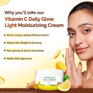 Mamaearth Vitamin C Daily Glow Light Moisturizing Cream with Vitamin C & Turmeric 50g | For Face, Hand & Body | 24H Moisturization | Quick Absorbing, Non-Greasy | Soft Moisturizer | All Skin Types - Image 2