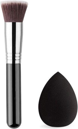 MeeTo Makeup Foundation Blend Blush Brush With Sponge Puff - Image 4