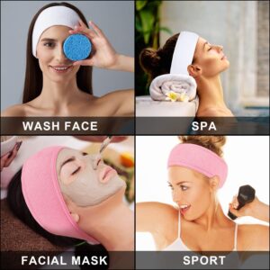 Winkelen Facial Spa Headband (3pcs) Polycotton Stretchable Elasticized Adjustable Makeup Head Wrap Hair Bands for Women Terry Cloth Stretch Makeup Headband, Beauty Accessories (Multicolor) - Image 2