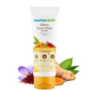 Mamaearth Ubtan Natural Glow Face Wash with Turmeric & Saffron | For Tan Removal & Skin brightening | SLS & Paraben Free | For All Skin Type | For Men & Women