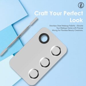 Beaute Secrets Cosmetic Makeup Palette, Premium Stainless Steel Metal Rectangle Makeup Mixing Palette with Spatula Artist Tool for Mixing Foundation/Eye Shadow/Eyelash/Lipsticks/Nail Art - Image 2
