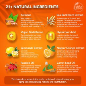 The Indie Earth 20% Vitamin C Serum with Glutathione, Hyaluronic & Ferulic Acid | Anti-Aging, Brightening Formula Highly Concentrated withCarrot Seed, Sea Buckthorn, Rosehip & Witch Hazel 30mL - Image 5