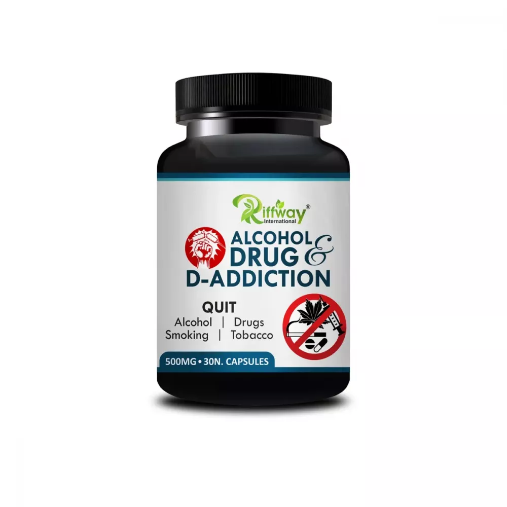 Riffway Alcohol Drug & D-Addiction (30caps) Natural way to Quit Alcohol & Tobacco