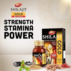 DABUR Shilajit Gold - 20 Capsules | Premium Ayurvedic Supplement | For Men | 100% Ayurvedic Capsules for Strength , Stamina and Power